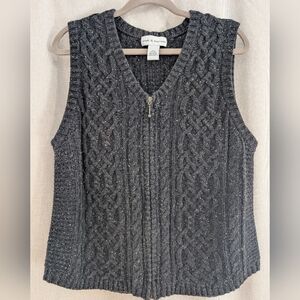 Croft & Barrow Aran Style Cable Knit Sweater Vest XL Wool Silk Cotton